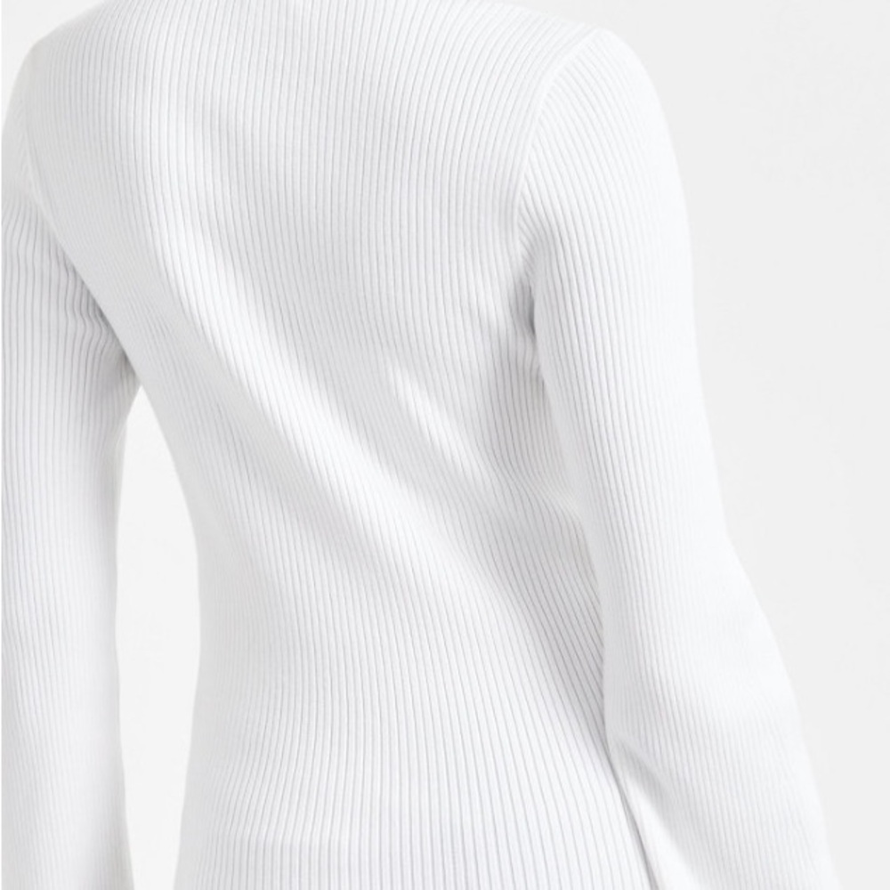 INC International Concepts White Fitted Ribbed Top - Picture 6 of 8